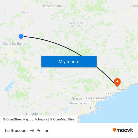 Le Brusquet to Peillon map