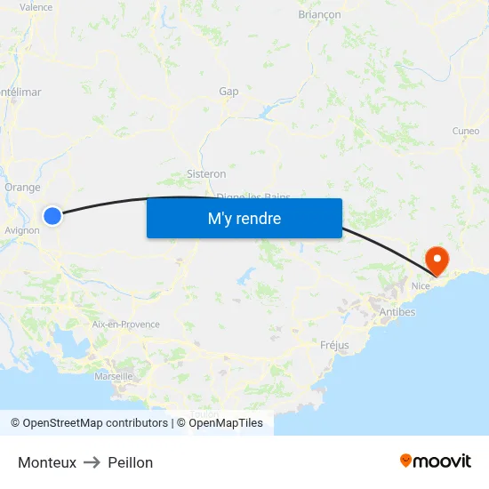 Monteux to Peillon map