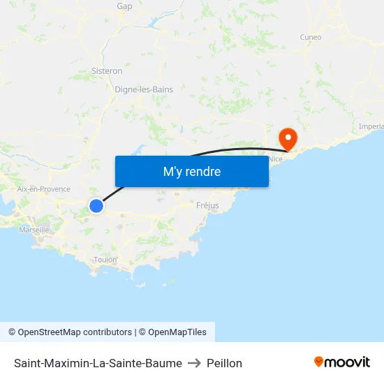 Saint-Maximin-La-Sainte-Baume to Peillon map