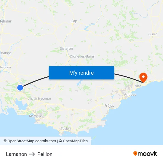 Lamanon to Peillon map