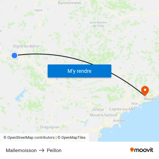 Mallemoisson to Peillon map