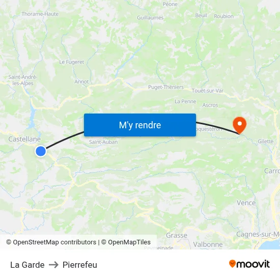 La Garde to Pierrefeu map