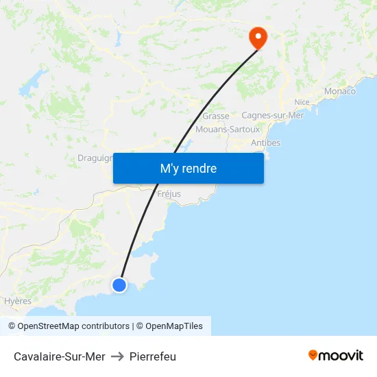 Cavalaire-Sur-Mer to Pierrefeu map