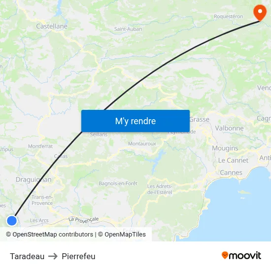 Taradeau to Pierrefeu map