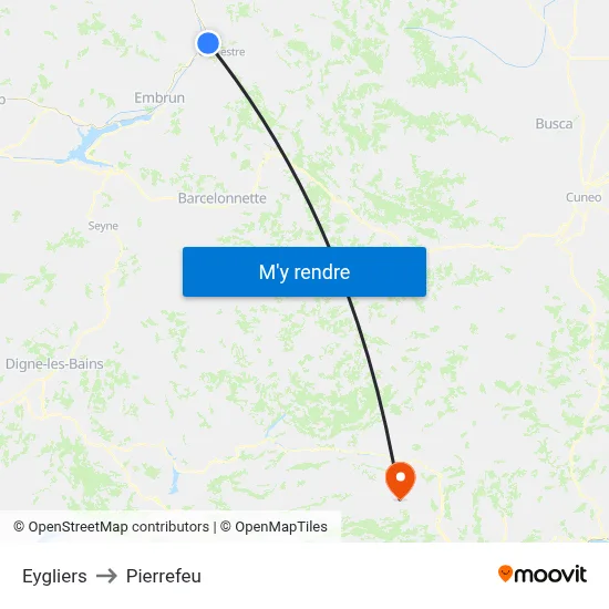 Eygliers to Pierrefeu map