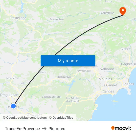 Trans-En-Provence to Pierrefeu map