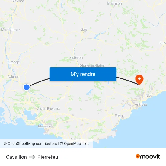 Cavaillon to Pierrefeu map