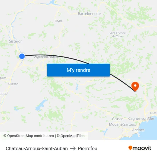 Château-Arnoux-Saint-Auban to Pierrefeu map