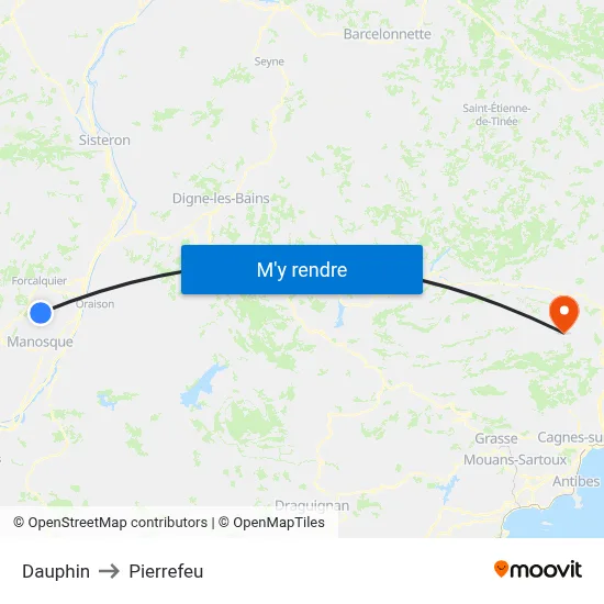 Dauphin to Pierrefeu map