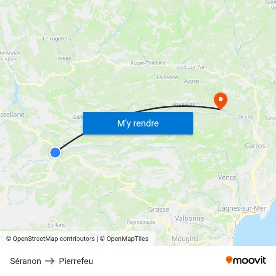 Séranon to Pierrefeu map
