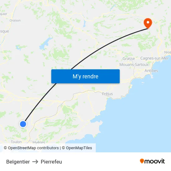 Belgentier to Pierrefeu map