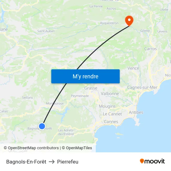 Bagnols-En-Forêt to Pierrefeu map