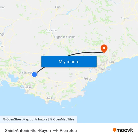 Saint-Antonin-Sur-Bayon to Pierrefeu map