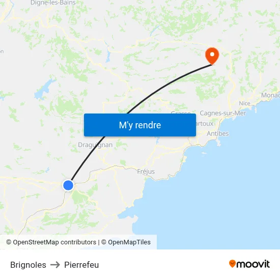 Brignoles to Pierrefeu map