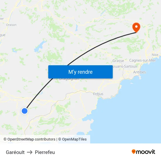 Garéoult to Pierrefeu map