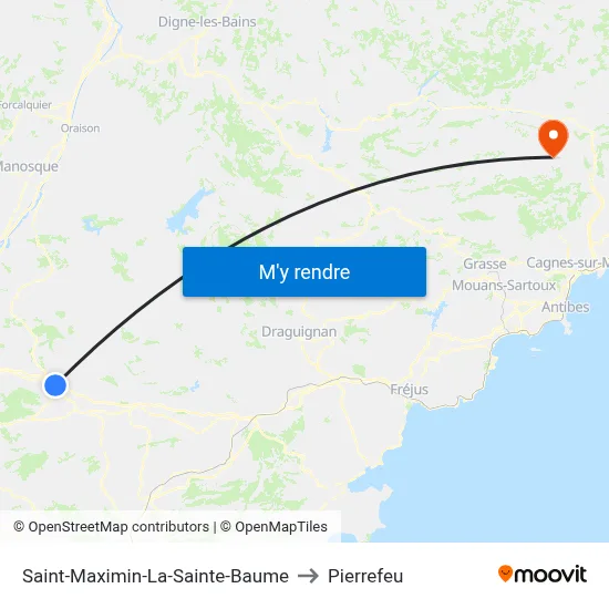 Saint-Maximin-La-Sainte-Baume to Pierrefeu map