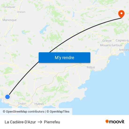 La Cadière-D'Azur to Pierrefeu map