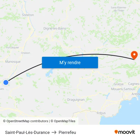 Saint-Paul-Lès-Durance to Pierrefeu map