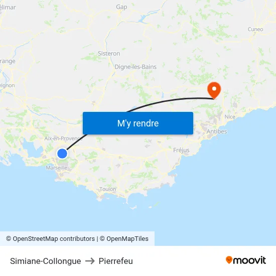 Simiane-Collongue to Pierrefeu map