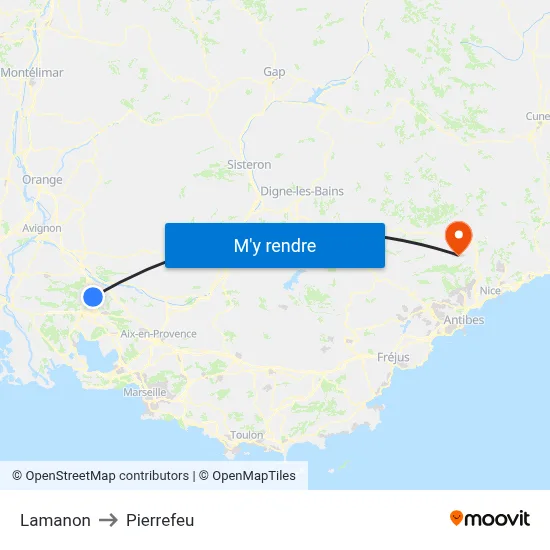 Lamanon to Pierrefeu map