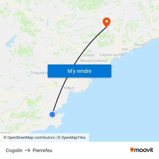 Cogolin to Pierrefeu map