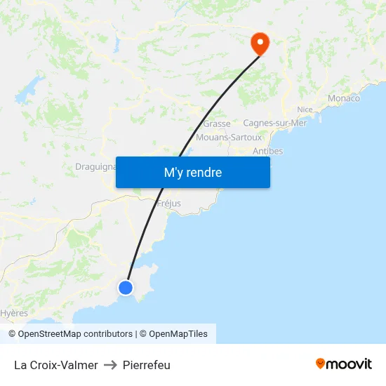 La Croix-Valmer to Pierrefeu map