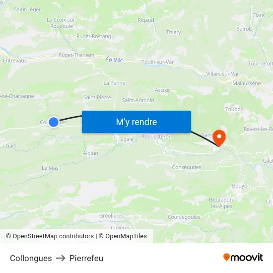 Collongues to Pierrefeu map