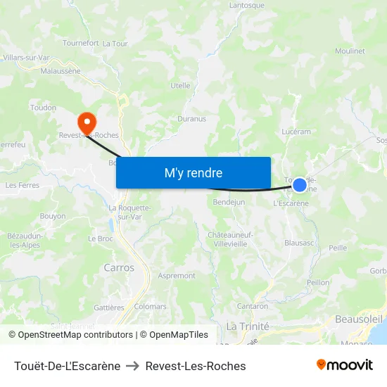 Touët-De-L'Escarène to Revest-Les-Roches map