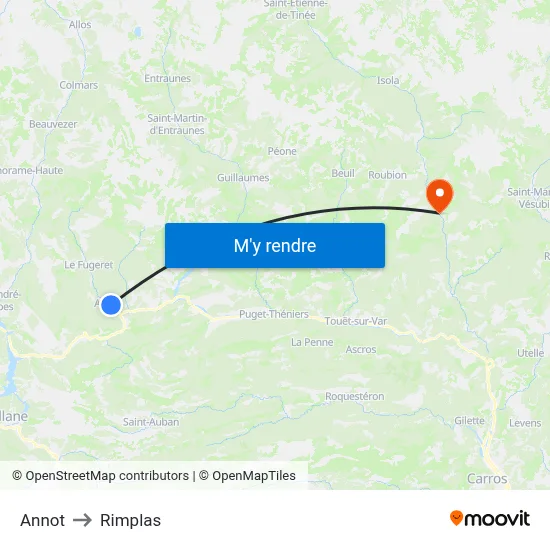 Annot to Rimplas map