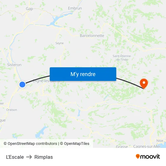L'Escale to Rimplas map