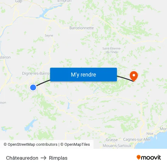 Châteauredon to Rimplas map