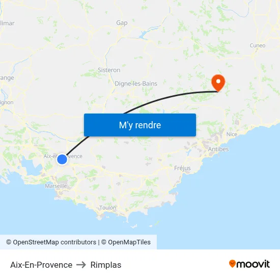 Aix-En-Provence to Rimplas map