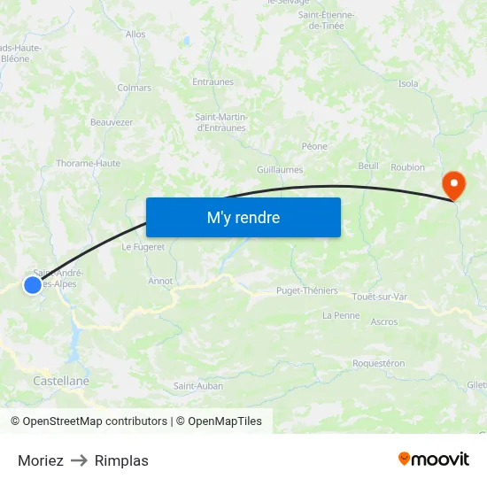Moriez to Rimplas map