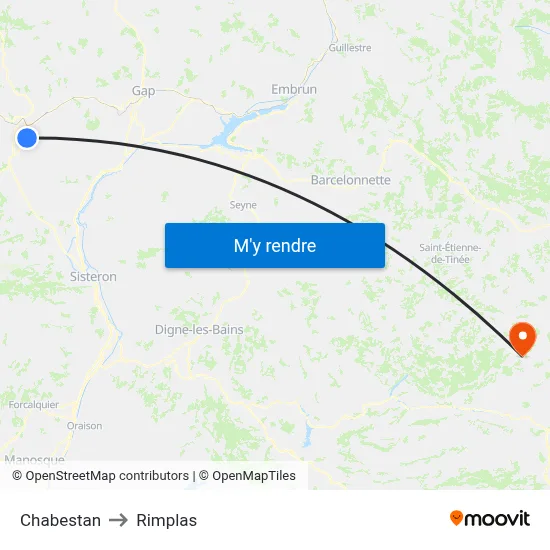 Chabestan to Rimplas map
