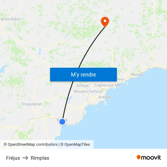 Fréjus to Rimplas map