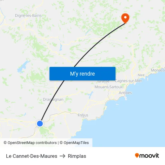 Le Cannet-Des-Maures to Rimplas map