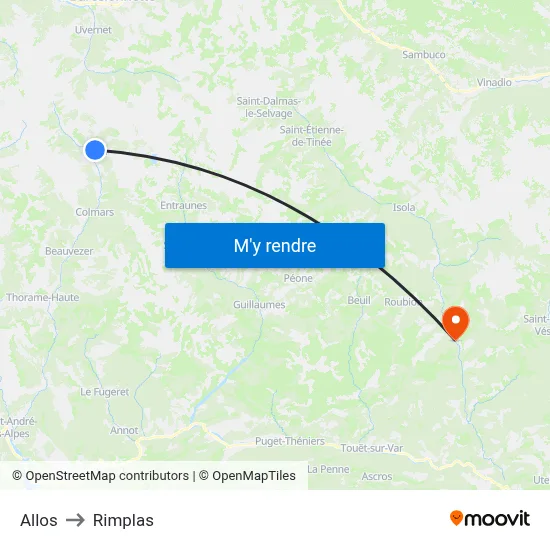 Allos to Rimplas map