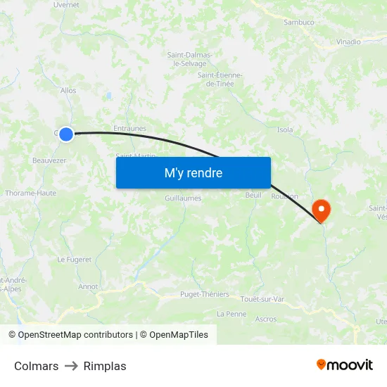 Colmars to Rimplas map
