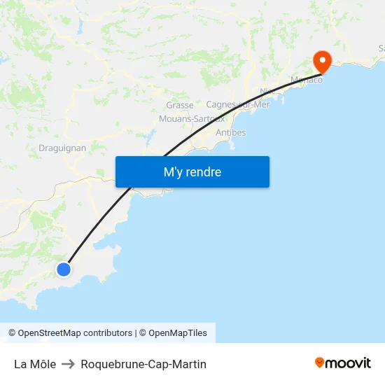 La Môle to Roquebrune-Cap-Martin map