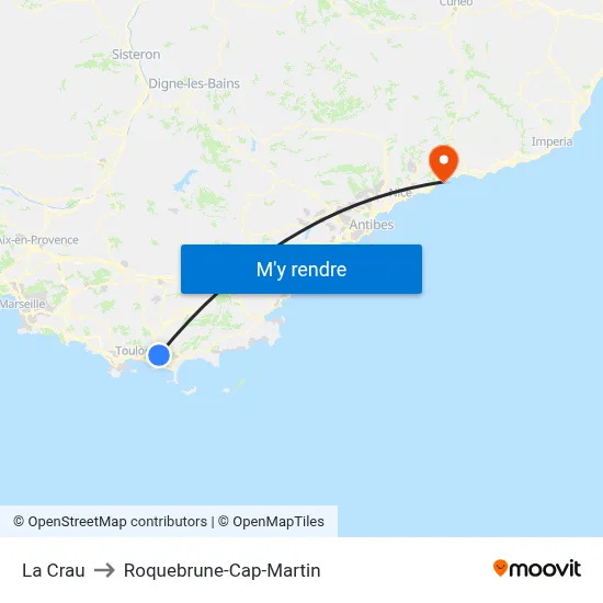 La Crau to Roquebrune-Cap-Martin map
