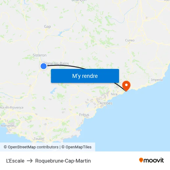 L'Escale to Roquebrune-Cap-Martin map