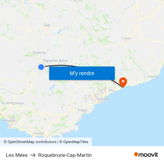 Les Mées to Roquebrune-Cap-Martin map