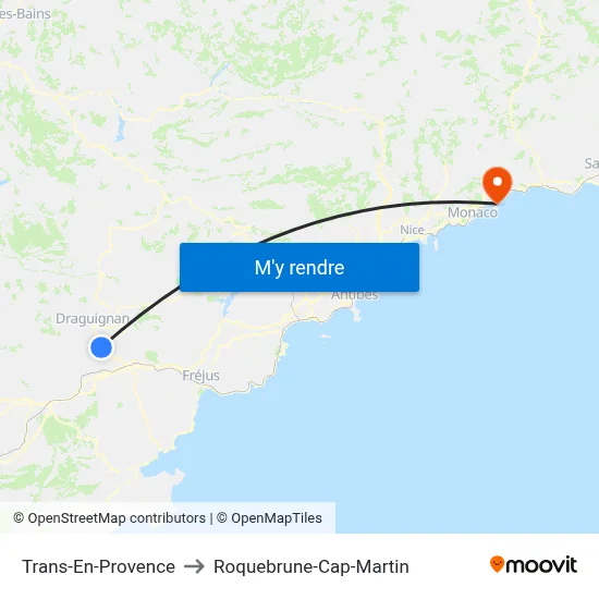 Trans-En-Provence to Roquebrune-Cap-Martin map