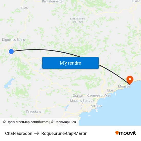 Châteauredon to Roquebrune-Cap-Martin map