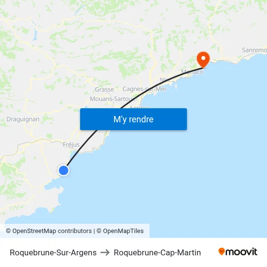 Roquebrune-Sur-Argens to Roquebrune-Cap-Martin map