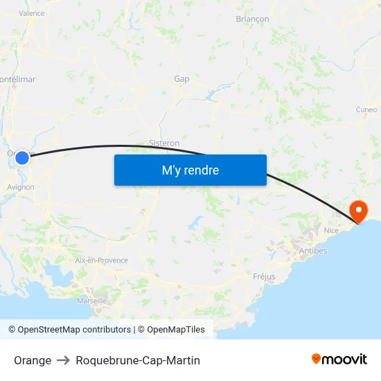 Orange to Roquebrune-Cap-Martin map