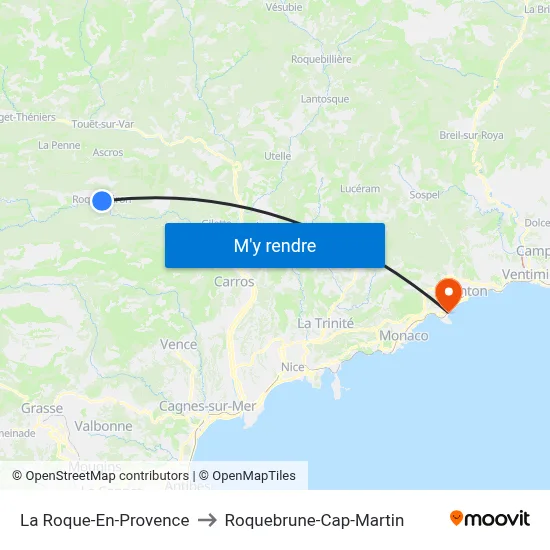 La Roque-En-Provence to Roquebrune-Cap-Martin map