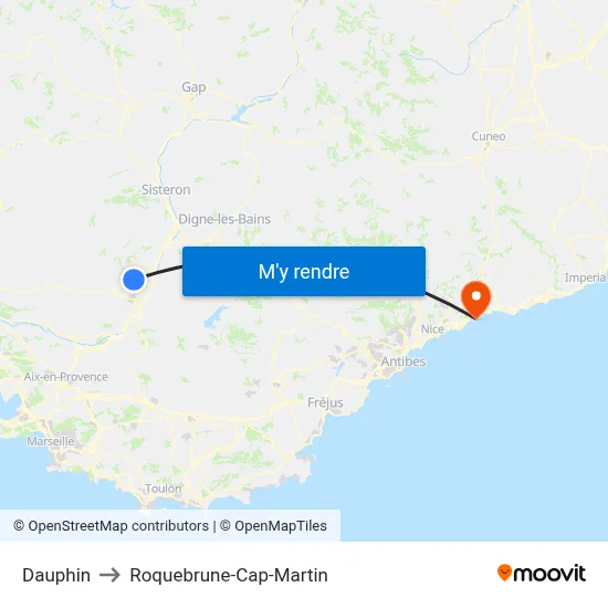 Dauphin to Roquebrune-Cap-Martin map