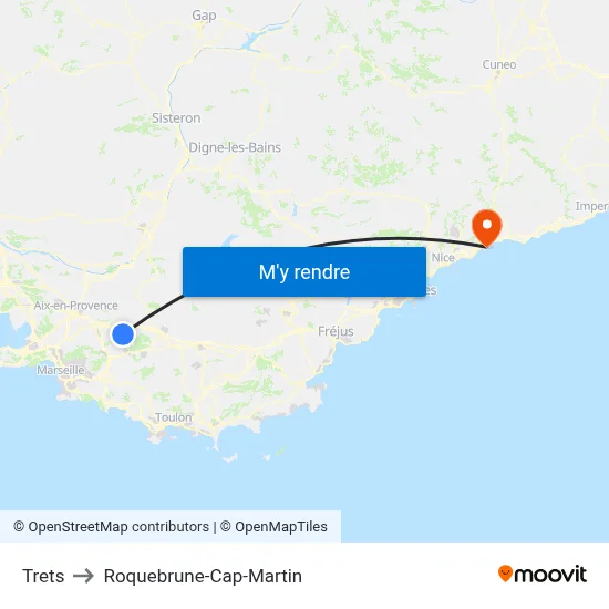 Trets to Roquebrune-Cap-Martin map