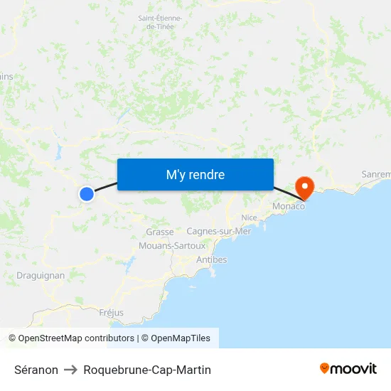 Séranon to Roquebrune-Cap-Martin map